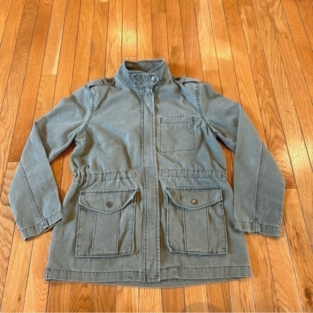 Nordstrom BP Brass Plum Utility Zip Up Front Jacket Army Green Size XS
